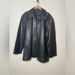 BASIX Jacob Stevens Men’s  Black Leather Jacket Size Large Zip Up